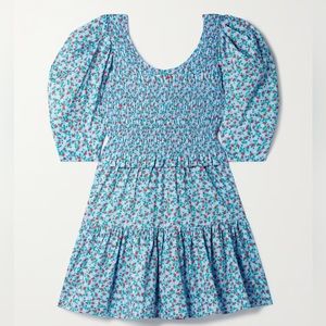 Sea Lily Print Smocked Tie Back Dress
